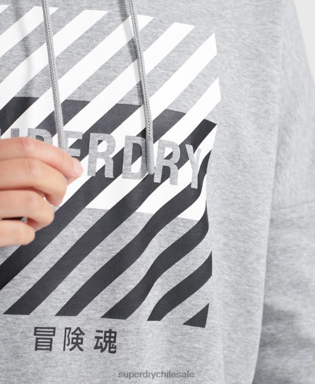 mujer Superdry gris sudadera corta con capucha training core sport 2R68Z6149
