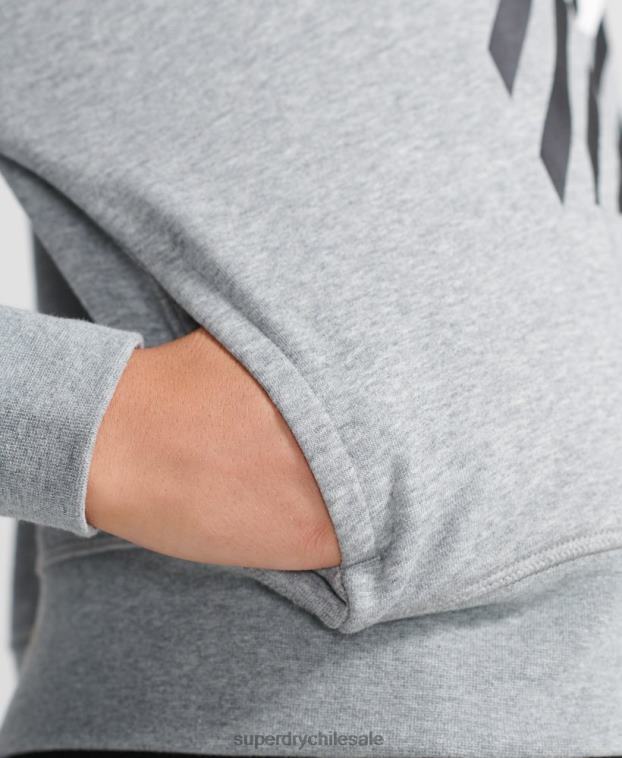 mujer Superdry gris sudadera corta con capucha training core sport 2R68Z6149