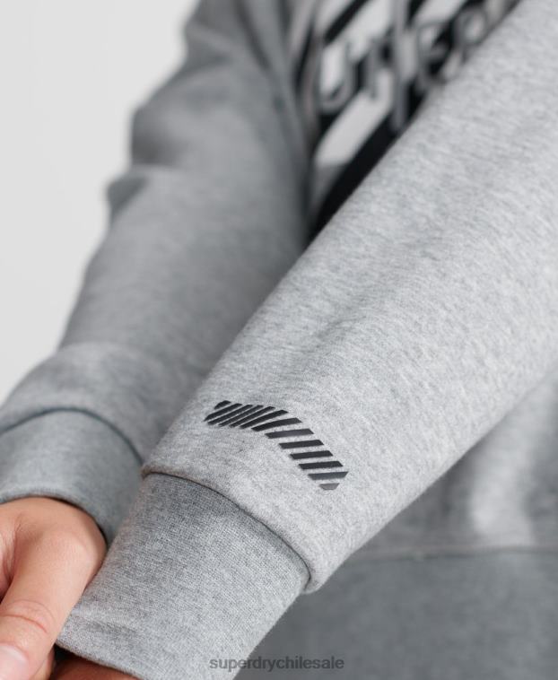 mujer Superdry gris sudadera corta con capucha training core sport 2R68Z6149