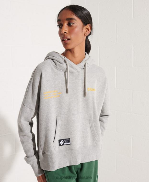 mujer Superdry gris sudadera corta con logo cooperado 2R68Z3480