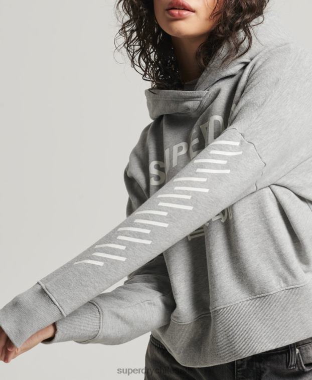 mujer Superdry gris sudadera corta deportiva con capucha 2R68Z5898