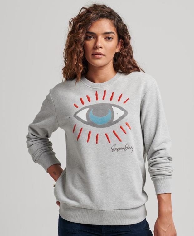 mujer Superdry gris sudadera folk nómada 2R68Z3479