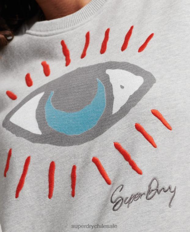 mujer Superdry gris sudadera folk nómada 2R68Z3479