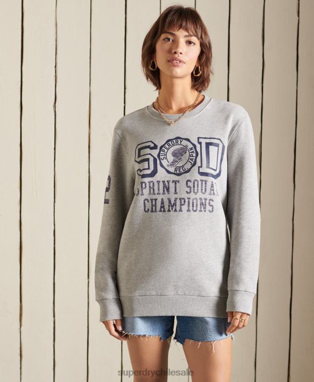 mujer Superdry gris sudadera oversize con equipo de atletismo 2R68Z6169