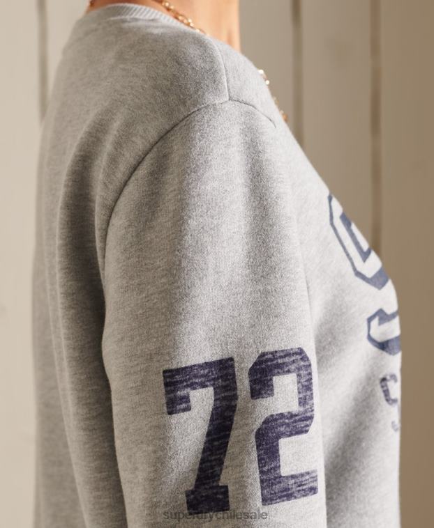 mujer Superdry gris sudadera oversize con equipo de atletismo 2R68Z6169