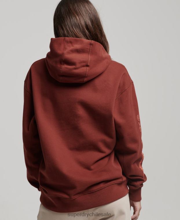 mujer Superdry marrón sudadera con capucha extragrande 2R68Z3392
