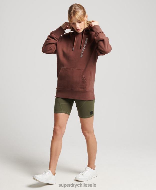 mujer Superdry marrón sudadera con capucha holgada code linear 2R68Z5882