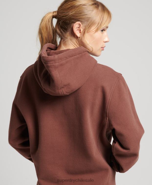 mujer Superdry marrón sudadera con capucha holgada code linear 2R68Z5882