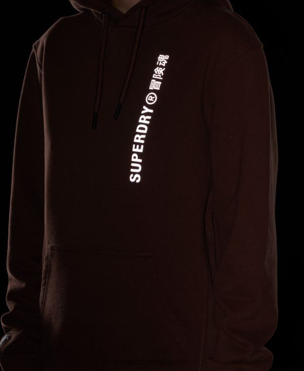 mujer Superdry marrón sudadera con capucha holgada code linear 2R68Z5882
