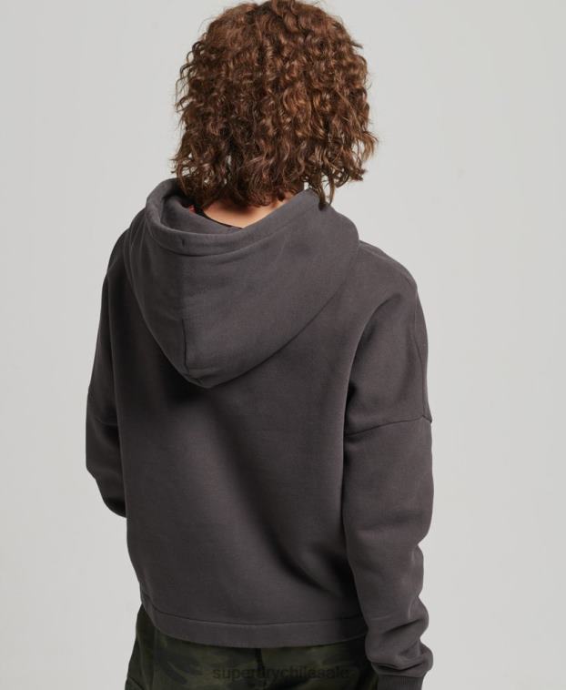 mujer Superdry marrón sudadera con capucha y logo vintage 2R68Z6067