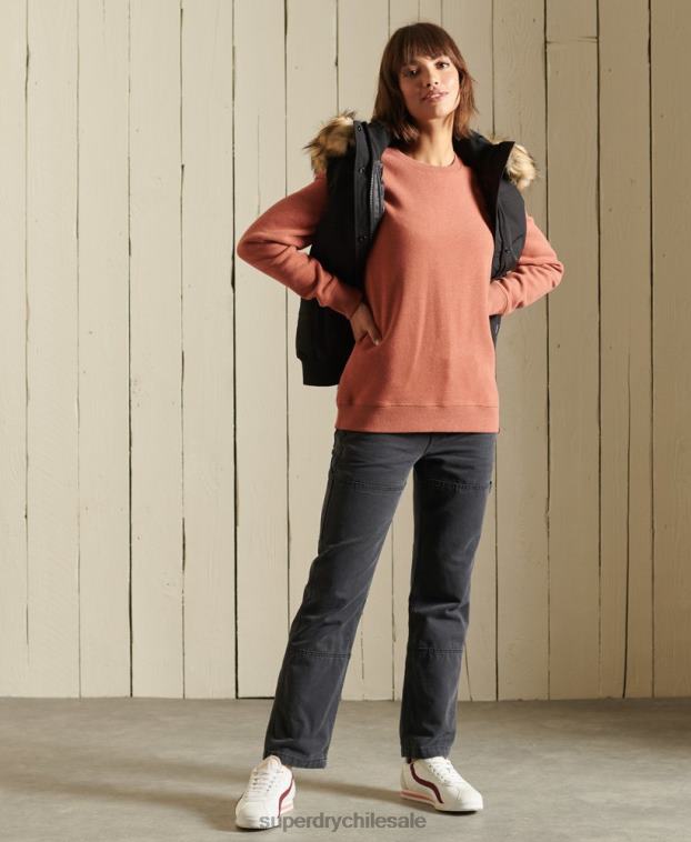 mujer Superdry marrón sudadera de algodón orgánico con logo vintage 2R68Z6139