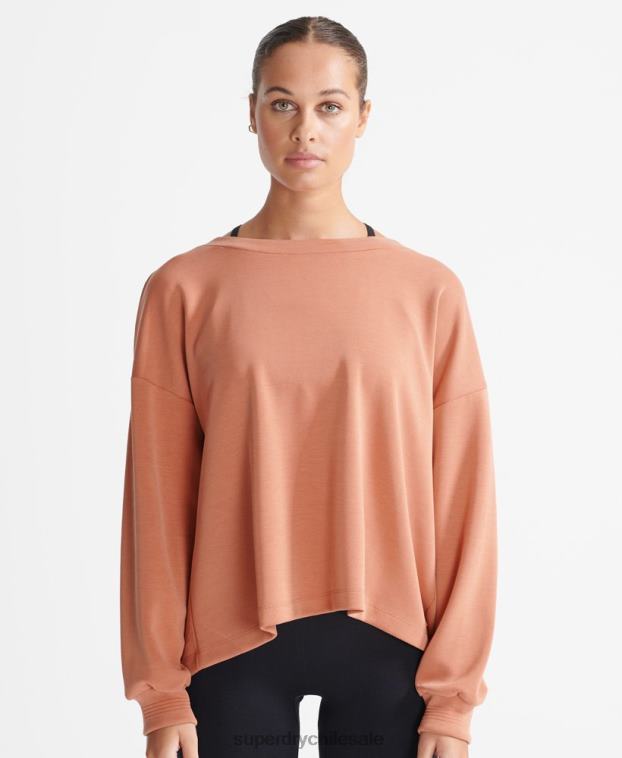 mujer Superdry marrón sudadera flex holgada con cuello redondo 2R68Z5918