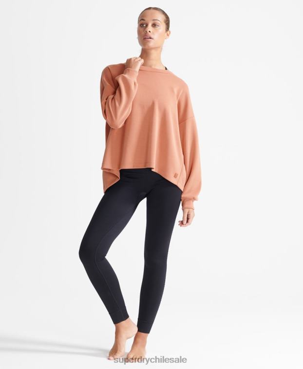 mujer Superdry marrón sudadera flex holgada con cuello redondo 2R68Z5918