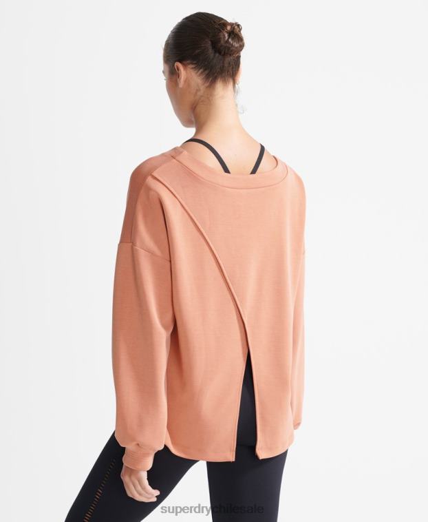 mujer Superdry marrón sudadera flex holgada con cuello redondo 2R68Z5918