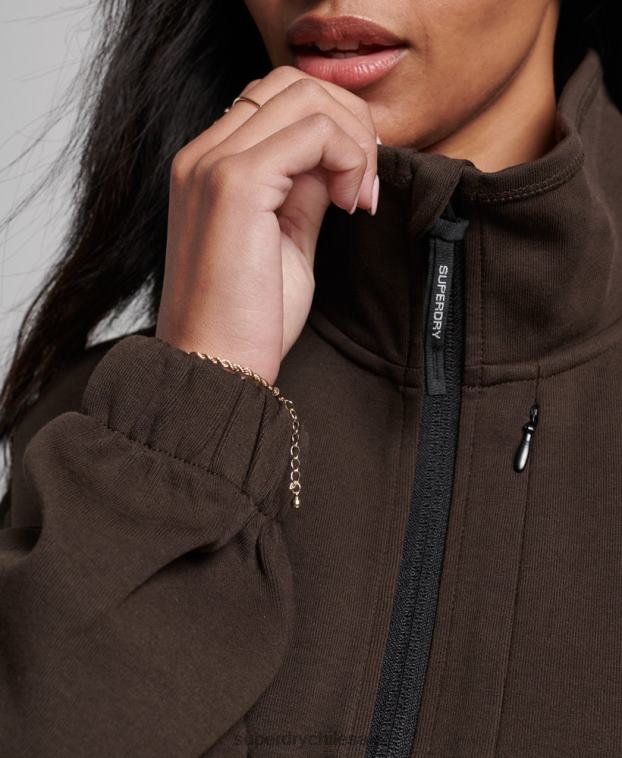 mujer Superdry marrón sudadera técnica con media cremallera 2R68Z3364