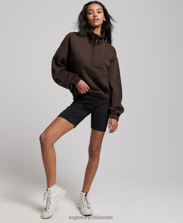mujer Superdry marrón sudadera técnica con media cremallera 2R68Z3364