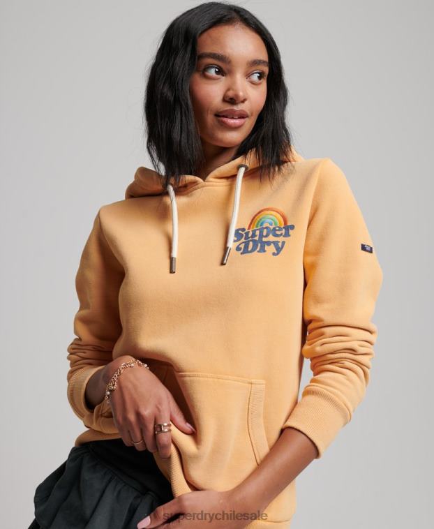 mujer Superdry marrón sudadera vintage con capucha y arcoíris 2R68Z2280