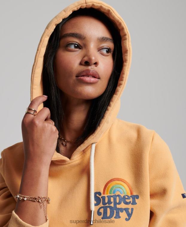 mujer Superdry marrón sudadera vintage con capucha y arcoíris 2R68Z2280