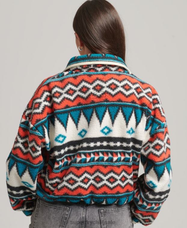 mujer Superdry multi top polar estampado con media cremallera 2R68Z5785