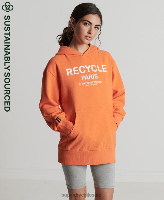 mujer Superdry naranja sudadera con capucha de ciudad reciclada 2R68Z5905