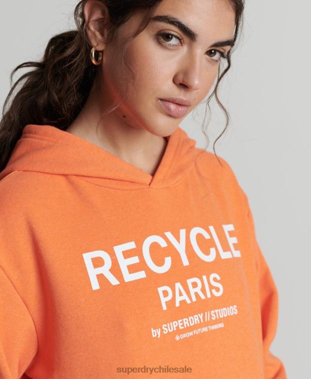 mujer Superdry naranja sudadera con capucha de ciudad reciclada 2R68Z5905