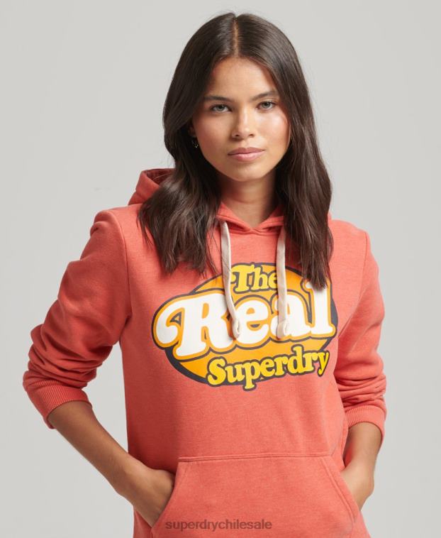 mujer Superdry naranja sudadera con capucha vintage cooper nostalgia 2R68Z6116