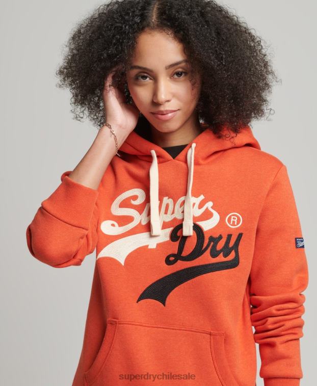 mujer Superdry naranja sudadera con capucha y logo vintage 2R68Z3502