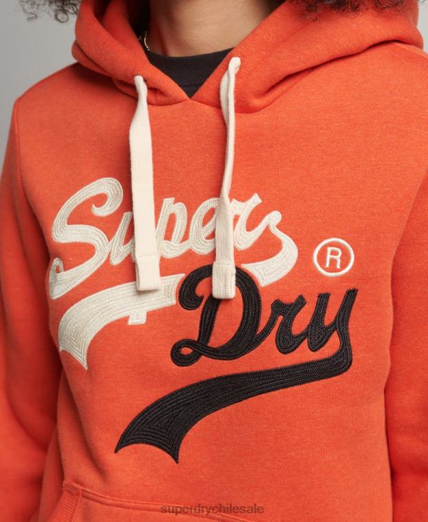 mujer Superdry naranja sudadera con capucha y logo vintage 2R68Z3502