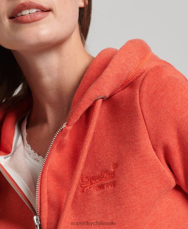 mujer Superdry naranja sudadera con cremallera y logo Essential de algodón orgánico 2R68Z5744