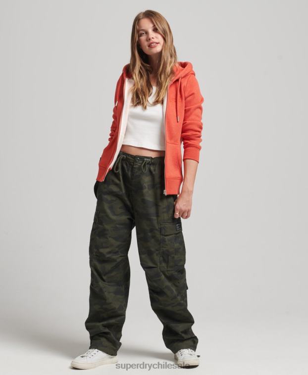 mujer Superdry naranja sudadera con cremallera y logo Essential de algodón orgánico 2R68Z5744