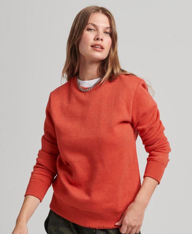 mujer Superdry naranja sudadera con cuello redondo y logo esencial de algodón orgánico 2R68Z5799