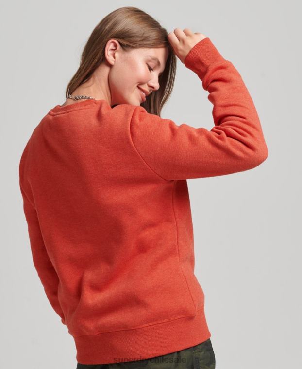 mujer Superdry naranja sudadera con cuello redondo y logo esencial de algodón orgánico 2R68Z5799