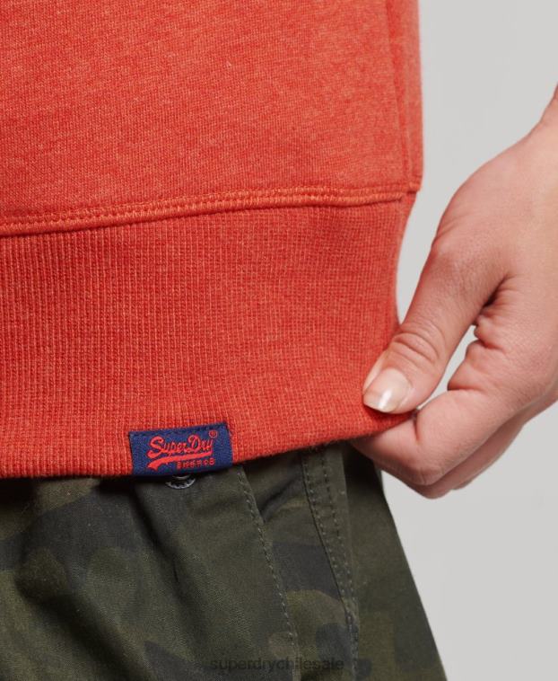 mujer Superdry naranja sudadera con cuello redondo y logo esencial de algodón orgánico 2R68Z5799