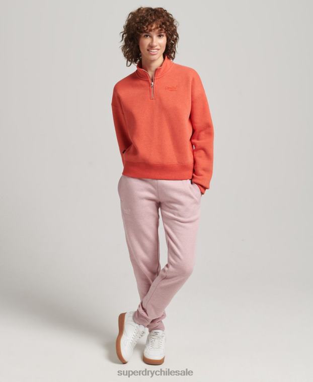mujer Superdry naranja sudadera con cuello tunecino y logo vintage de algodón orgánico 2R68Z5891