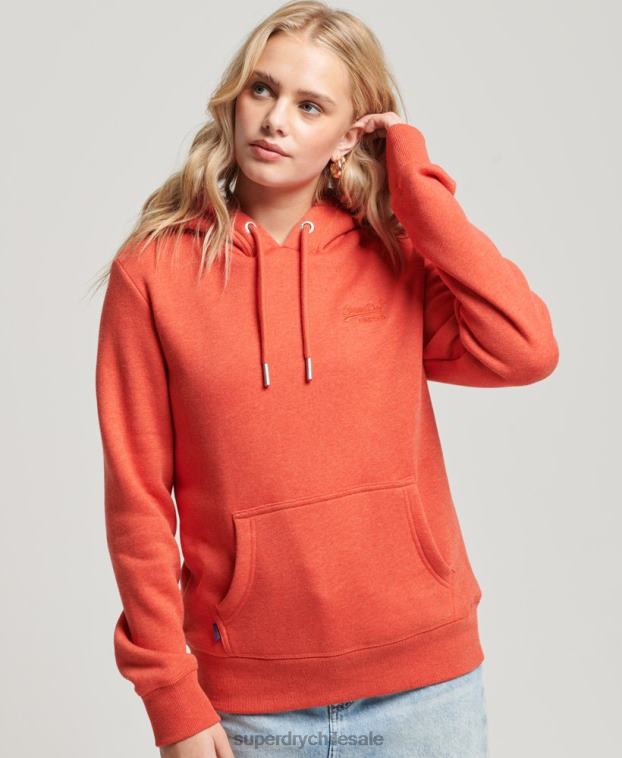 mujer Superdry naranja sudadera con logo bordado 2R68Z3371