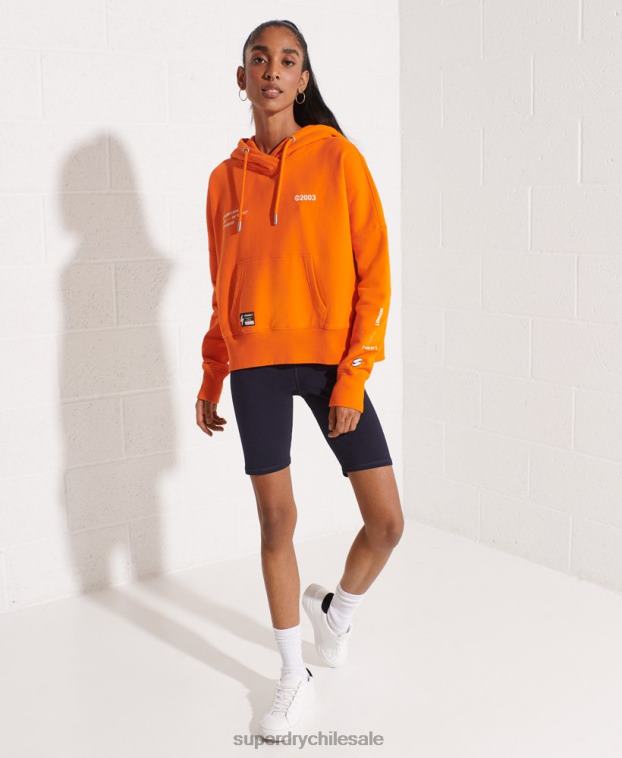 mujer Superdry naranja sudadera corta con logo cooperado 2R68Z6145