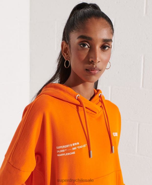 mujer Superdry naranja sudadera corta con logo cooperado 2R68Z6145