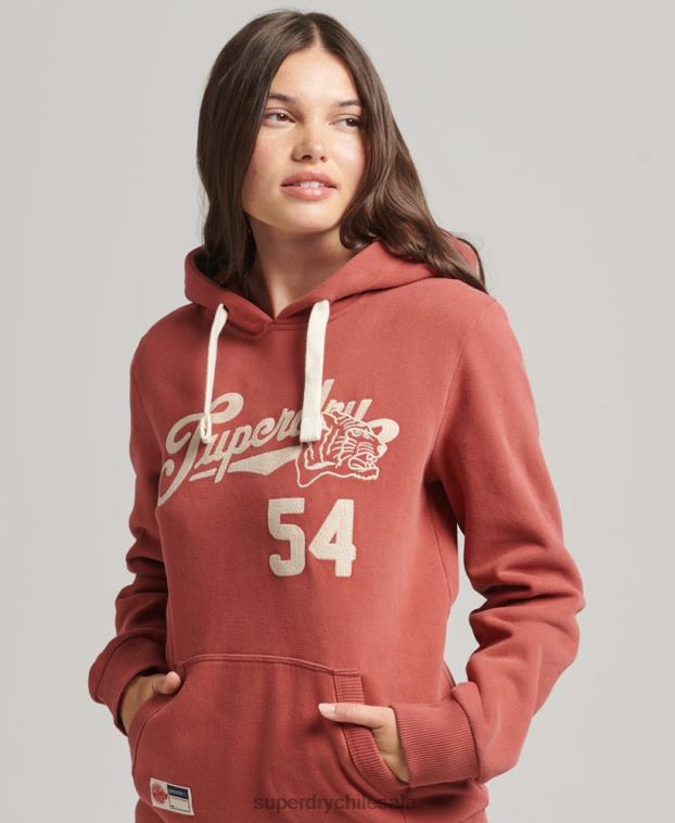 mujer Superdry naranja sudadera estilo universitario con capucha 2R68Z3398