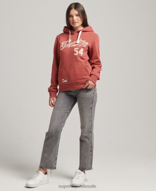 mujer Superdry naranja sudadera estilo universitario con capucha 2R68Z3398