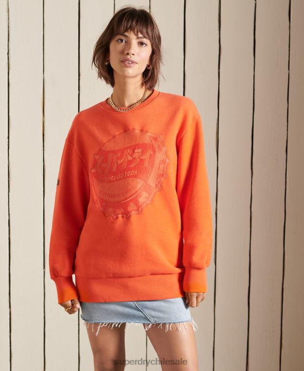 mujer Superdry naranja sudadera oversize con cuello redondo 2R68Z6171