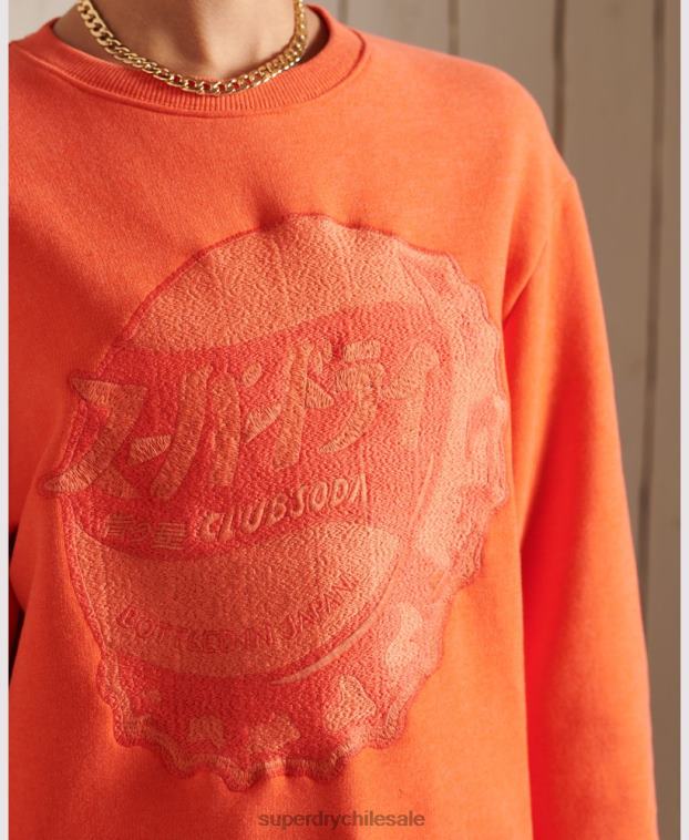 mujer Superdry naranja sudadera oversize con cuello redondo 2R68Z6171