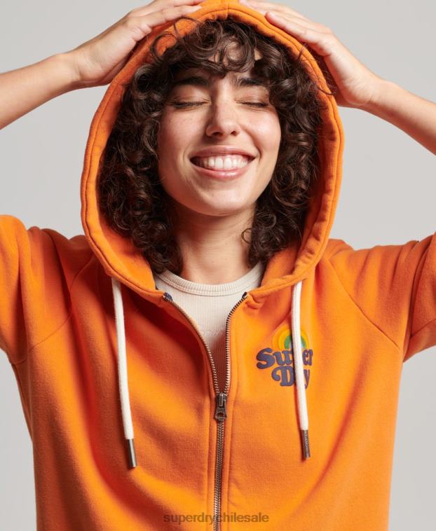 mujer Superdry naranja sudadera vintage con cremallera y arcoíris 2R68Z2288