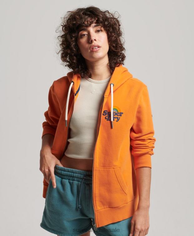 mujer Superdry naranja sudadera vintage con cremallera y arcoíris 2R68Z2288