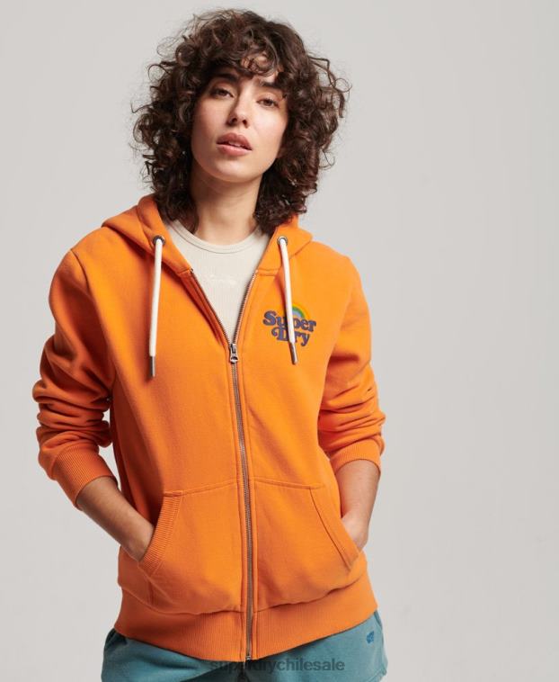 mujer Superdry naranja sudadera vintage con cremallera y arcoíris 2R68Z2288
