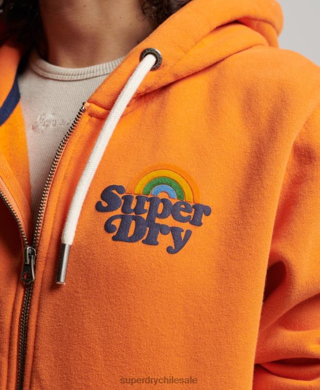 mujer Superdry naranja sudadera vintage con cremallera y arcoíris 2R68Z2288