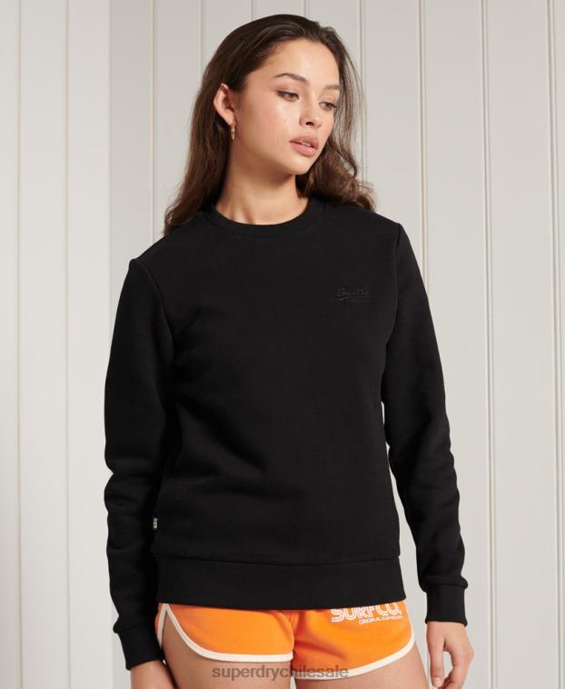 mujer Superdry negro sudadera clásica etiqueta naranja 2R68Z6130