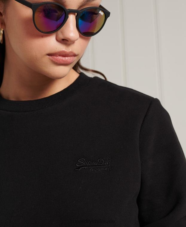 mujer Superdry negro sudadera clásica etiqueta naranja 2R68Z6130