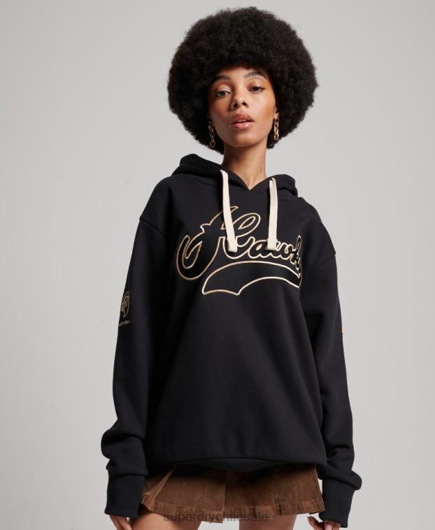 mujer Superdry negro sudadera colegial vintage 2R68Z5811