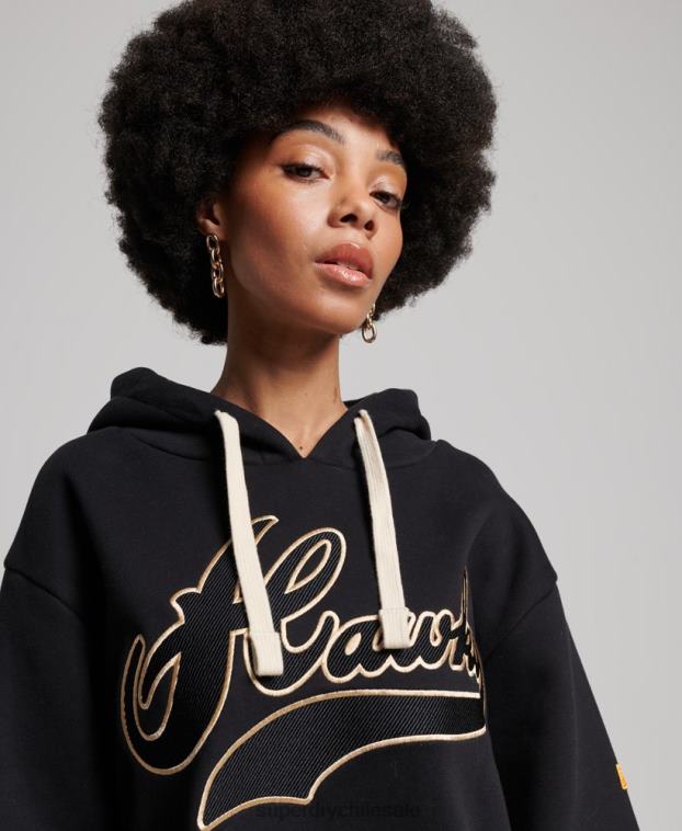 mujer Superdry negro sudadera colegial vintage 2R68Z5811