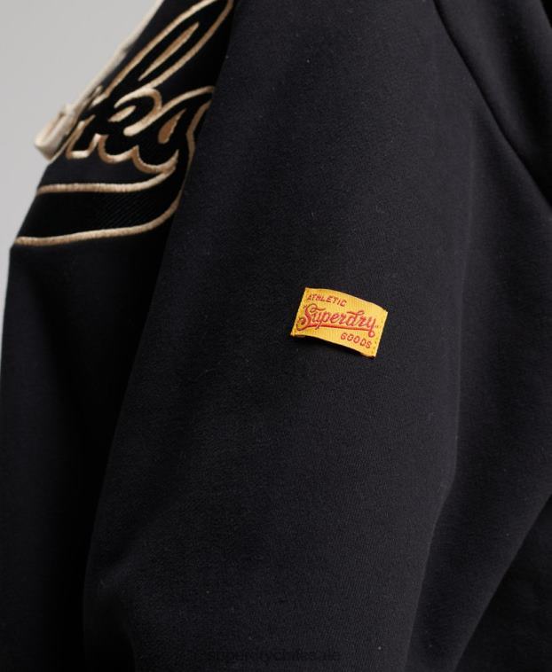 mujer Superdry negro sudadera colegial vintage 2R68Z5811
